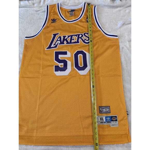 Magic Johnson Los Angeles Lakers 50th Anniversary Jersey Adidas Mens XL Yellow - Picture 4 of 9